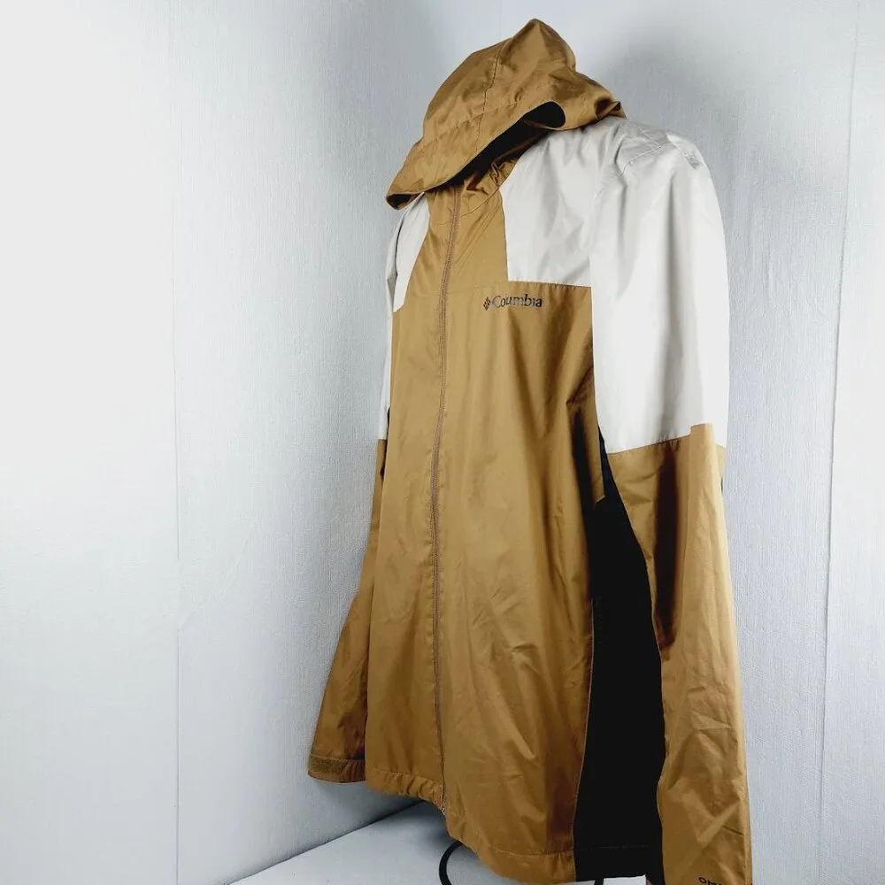 Columbia Men's Tan White Inner Limits III Hooded Outdoor Windbreaker Jacket Sz L